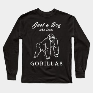 Cute Gorilla T-Shirt, Gift For Animal Lover, Men, and Boy Long Sleeve T-Shirt